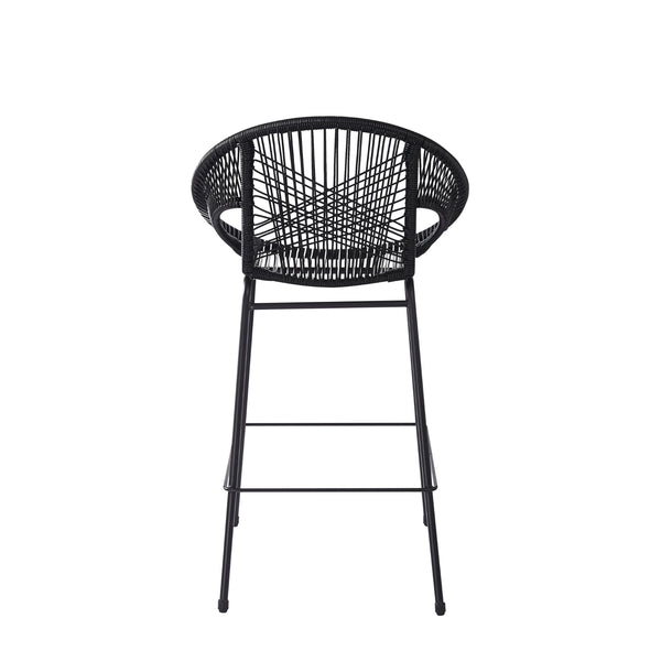 English Elm Christopher Knight Home® - Ferrara Outdoor Faux Wicker Barstool Set of 2 — Ergonomic PE Rattan Seating with Iron Frame, Durable Black N775P266222B