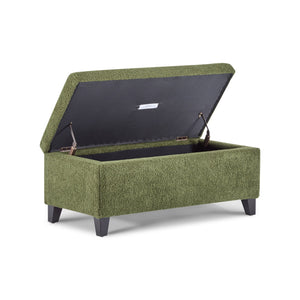 English Elm Christopher Knight Home® - Storage Ottoman Boucle Fabric Flip-Top with Birch Wood Legs, 250 lb Capacity, Compact Stylish Organizer Dark Brown,Green N779P291641G