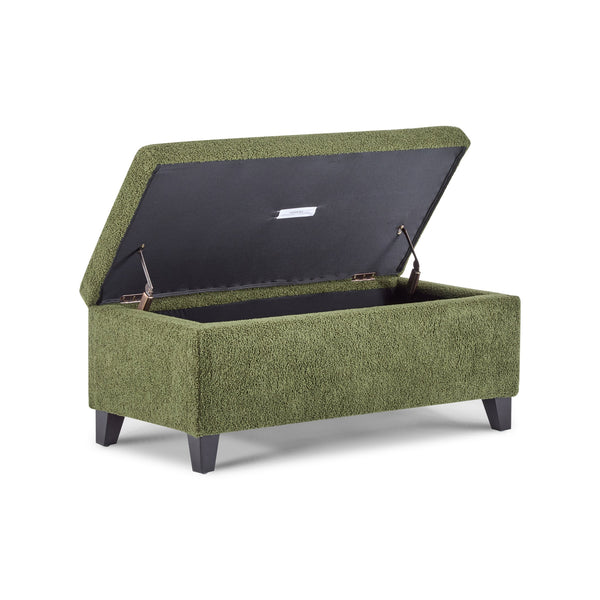 English Elm Christopher Knight Home® - Storage Ottoman Boucle Fabric Flip-Top with Birch Wood Legs, 250 lb Capacity, Compact Stylish Organizer Dark Brown,Green N779P291641G