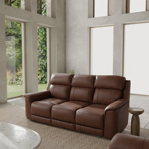 English Elm Oslo Genuine Leather Power Reclining Sofa with Usb Charging for Modern Living Rooms Pecan B339P411604