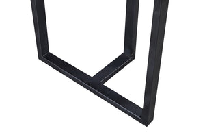 English Elm Carbon Steel Dining Table with Stone Top and Matte Black Frame for Modern Rooms W1002S00002