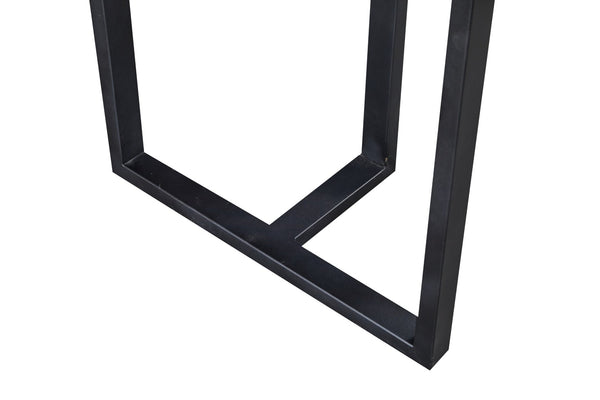 English Elm Carbon Steel Dining Table with Stone Top and Matte Black Frame for Modern Rooms W1002S00002
