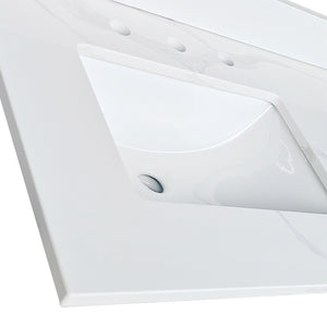 English Elm 61-inch Carrara Quartz Vanity Top Undermount Sink Backsplash Stain Resistant Bath W2699P459411