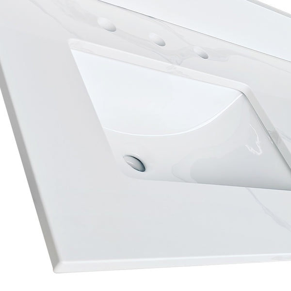 English Elm 61-inch Carrara Quartz Vanity Top Undermount Sink Backsplash Stain Resistant Bath W2699P459411