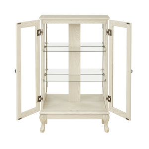 English Elm 2 Doors Curio Cabinet - Elegant Lighted Display With Glass, Mirrored Back, Adjustable Shelves & More! W2275P178894