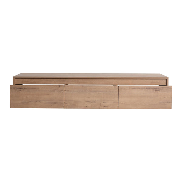 English Elm 60" Wall-Mounted Bathroom Vanity in Imitative Oak with 3 Soft-Close Drawers, Scratch & Water-Resist W999P290398