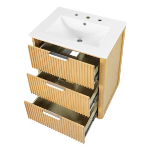 English Elm 24'' Vintage Bathroom Vanity with Ceramic Sink Soft Close Drawers Open Shelf N710P411251P