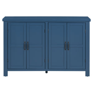 English Elm U_STYLE Mid-Century 4-Door Storage Sideboard with Adjustable Shelves, Retro Handles, Sturdy Pine Legs Navy N711P218615V