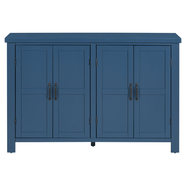 English Elm U_STYLE Mid-Century 4-Door Storage Sideboard with Adjustable Shelves, Retro Handles, Sturdy Pine Legs Navy N711P218615V