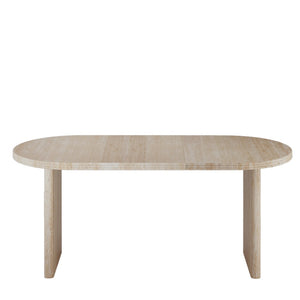 English Elm 55.11"-70.86" Extendable Dining Table with Sculpted Striped Legs Seats Six in Modern Style Ancient White W757P411790