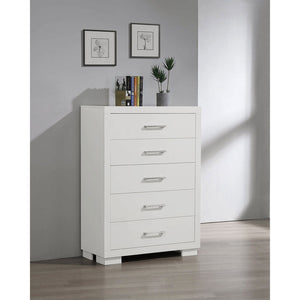 English Elm Polk Five Drawer Chest with Felt Lined Storage and Bracket Feet in Cappuccino Finish B062P447710