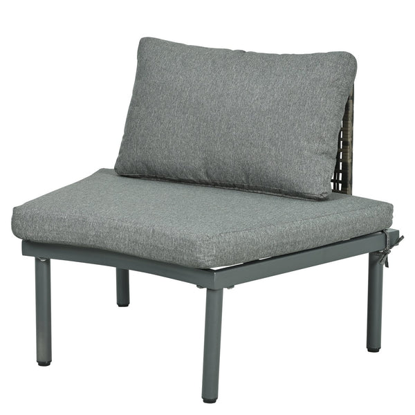 English Elm TOPMAX 6-Piece Modular Patio Sofa Set with 2 High-Low Coffee Tables, PE Wicker, Tempered Glass, Cushioned Comfort and Versatile Outdoor Configuration Gray SP100028AAE