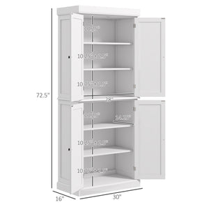 English Elm Homcom 72.5" Freestanding Kitchen Pantry Cabinet With Adjustable Shelves For Stylish Storage Solutions W2225S00057