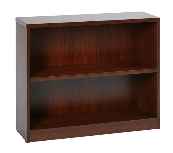 OSP Home Furnishings 36wx12dx30h Compact Laminate Bookcase with Thick Shelves for Office or Home Use Mahogany LBC361230-MAH