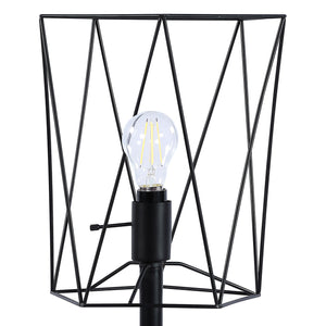 English Elm Klaussine Industrial Torch Table Lamp with Open Wire Cage, Exposed Bulb, Slim Metal Base, Black Finish B062P333402