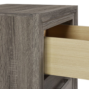 English Elm Funston Brown Oak Nightstand with 2 Drawers, Tapered Legs & Metal Bar Handles for Organized Style B062P375571