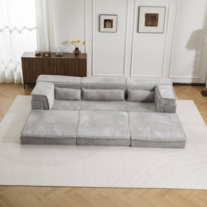 English Elm Compression Mahjong Sofa Bed – Versatile Modular Floor Sofa With No Assembly, Soft Fleece & Pillows W3723S00020