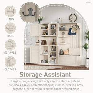English Elm Multifunctional Hall Cabinet & Tree: Versatile 2-In-1 Storage Solution With Hooks For Entryway Style W1580S00185