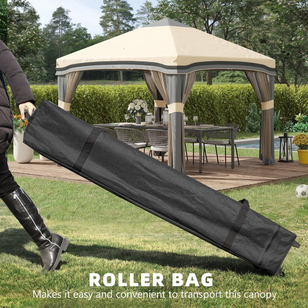 English Elm Outsunny 10' X 10' Instant Pop Up Canopy Tent With Mesh Netting, Wheeled Carry Bag & Sandbags W2225P174212-GIGA