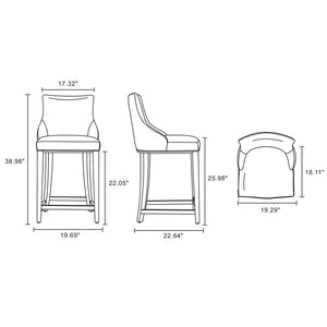 English Elm Shubert Wood Upholstered Counter Stool In Ivory - Elegant Design, Gold Footplate, No Assembly Needed! B365P397943-GIGA