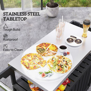 English Elm Convenient Outdoor Rolling Bar Cart with Stainless Steel Top and Hdpe Weather-proof Frame Black And Silver T3971P425208