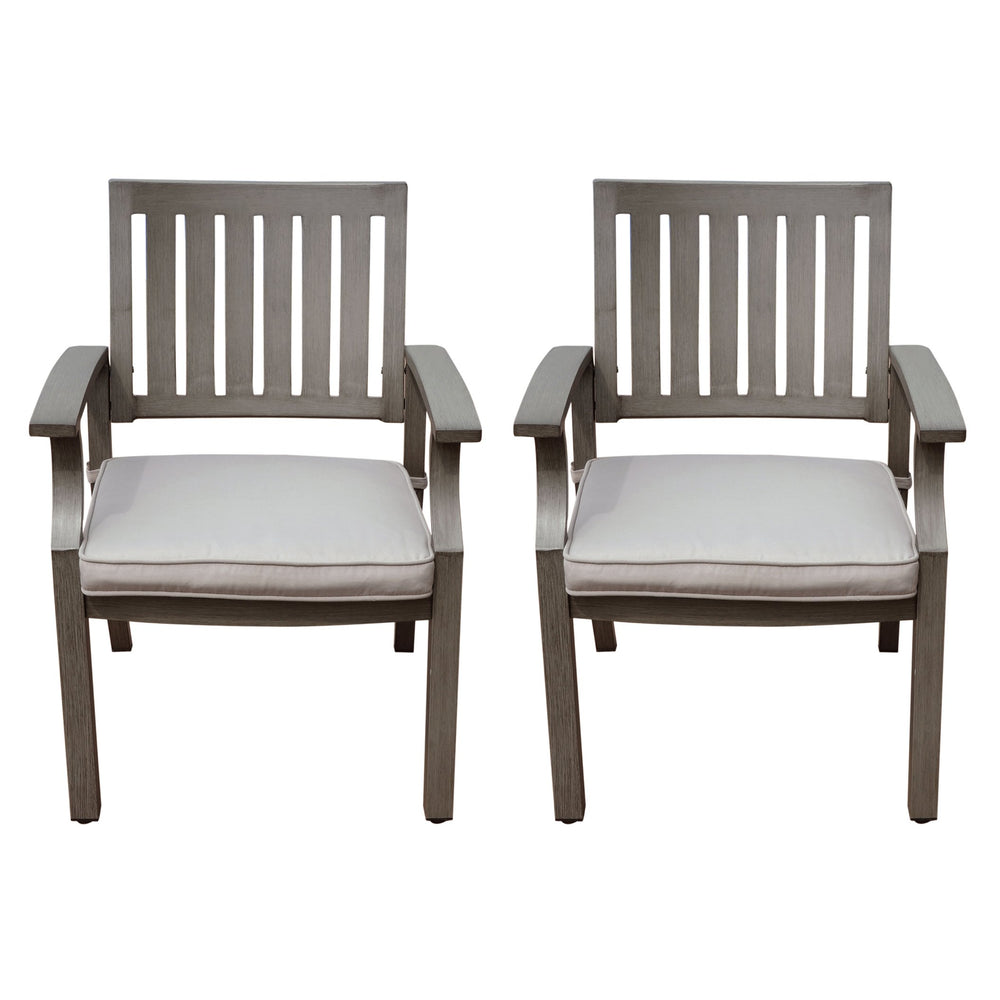 English Elm Christopher Knight Home® - Outdoor Modern Aluminum Dining Chair Set of 2 with Water-Resistant Cushions, Dark Gray/Silver Chic Comfort 66536.00DGRY