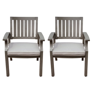 English Elm Christopher Knight Home® - Outdoor Modern Aluminum Dining Chair Set of 2 with Water-Resistant Cushions, Dark Gray/Silver Chic Comfort 66536.00DGRY