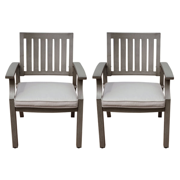 English Elm Christopher Knight Home® - Outdoor Modern Aluminum Dining Chair Set of 2 with Water-Resistant Cushions, Dark Gray/Silver Chic Comfort 66536.00DGRY