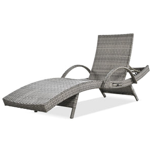 English Elm K&K 80" Outdoor Wicker Chaise Lounge Set of 2 with 2000H UV Wicker, Pull-Out Side Table, 4-Position Recliner Grey WF321204AAE