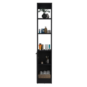 English Elm Parks Linen Bathroom Storage Cabinet Tall 70.8" High Black Engineered Wood with 6 Shelves, Adjustable B200P188843