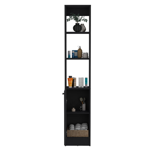 English Elm Parks Linen Bathroom Storage Cabinet Tall 70.8" High Black Engineered Wood with 6 Shelves, Adjustable B200P188843