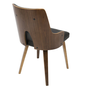 English Elm Stella Mid-Century Dining Chair Set of 2 — Black Faux Leather Padded Seat, Walnut Bentwood Accent, 250lb B202P223872