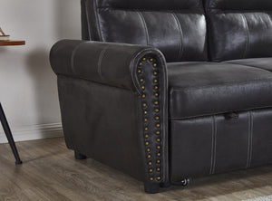 English Elm Sectional Sofa Bed In Black Faux Leather - Stylish Space-Saving Design For Modern Living Spaces B205S00044-GIGA