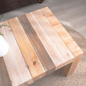 English Elm 48.2" Rustic Modern Coffee Table 48.2” Centerpiece with Wood-Grain Finish, Block Legs, Durable Manufactured Wood Elegance W2729P309445