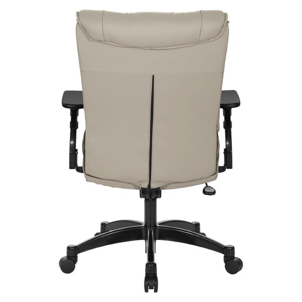 OSP Home Furnishings Leather Executive Conference Chair with Lumbar Support Pillow Top Seat and Ergonomic Arms Taupe 9333E-EC21