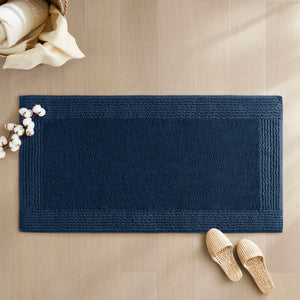 English Elm 1 Heavyweight Cotton Tufted Bath Rug Reversible Spa Grade Absorbent Floor Mat Navy B035P319557