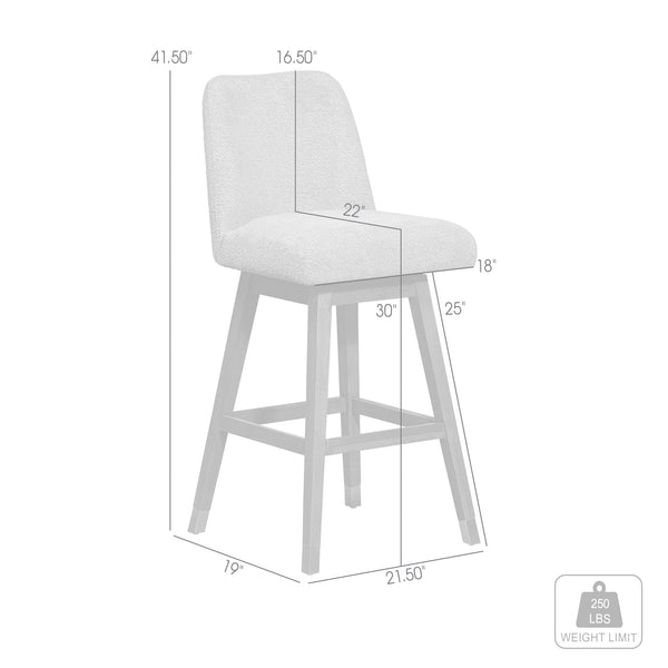 English Elm Ralena Gray Bouclé Swivel Bar Stool with Gray Oak Rubberwood Frame, 180° Swivel, Easy-Clean Upholstery B2736P268569