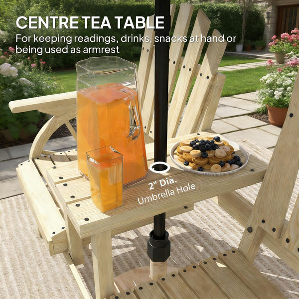 English Elm Stable Outdoor Fir Wood Bench with Wagon Wheel Legs and Built in Center Table T3971P446216