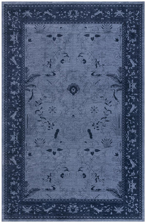 Unique Loom La Jolla Floral Machine Made Floral Rug Blue, Navy Blue 10' 6" x 16' 5"
