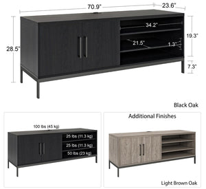 English Elm Parkside Black Oak Melamine Credenza with Sliding Doors and Built in Power Strip B2733S00002