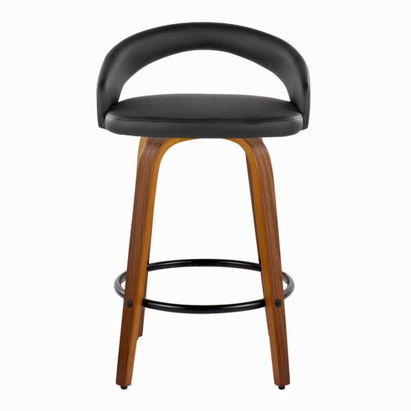 English Elm Fixed-height Swivel Counterstools Mahogany Wood Chrome Footrest Velvet Seat Set of 2 Black B202S01773
