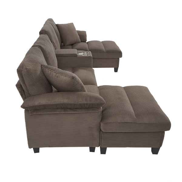 English Elm Swivel Barrel Accent Chair Chenille Tufted Round Club Seat for Living Room Lounge Brown N719S002180D