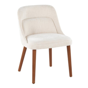 English Elm Chair Set of 2 Mid-century Modern Upholstered Dining Accent with Tapered Wood Legs Cream,Walnut B202P471335