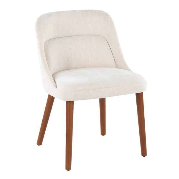English Elm Chair Set of 2 Mid-century Modern Upholstered Dining Accent with Tapered Wood Legs Cream,Walnut B202P471335
