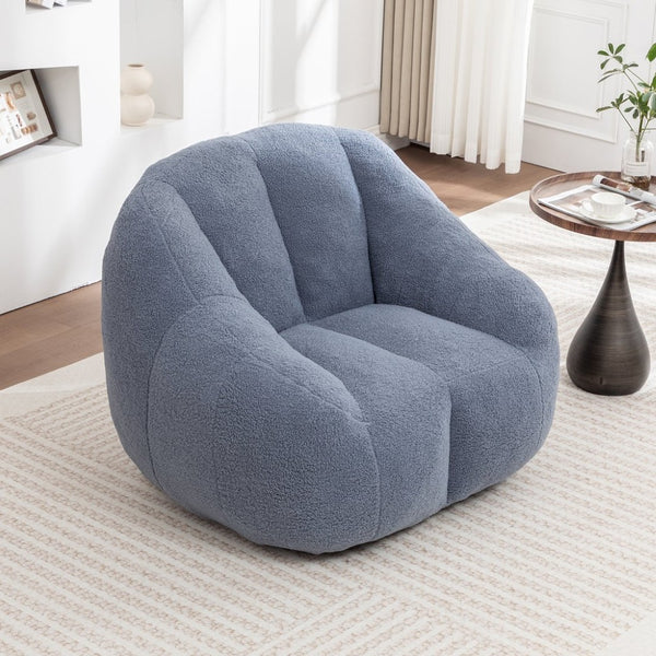 English Elm Bean Bag Chair Oversized Faux Fur Memory Foam Lounge Seat for Dorm or Living Room Light Blue W2200P302144