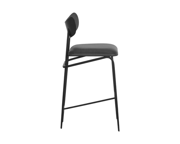 Sunpan Gibbons Mid-Century Modern Barstool - Handcrafted Leather Design with Unique Artisan Charm Black / Bravo Portabella