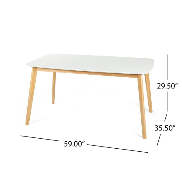 English Elm [video] 5-piece Mid-century Dining Set Rubberwood Frame Faux Leather Chairs Kitchen N759S006011E