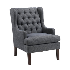 English Elm 1Pc Button-Tufted Dark Gray Accent Chair With Foam Cushion For Elegant Living Room & Office Decor B011P287708