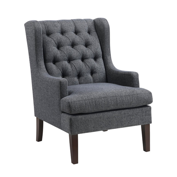 English Elm 1Pc Button-Tufted Dark Gray Accent Chair With Foam Cushion For Elegant Living Room & Office Decor B011P287708