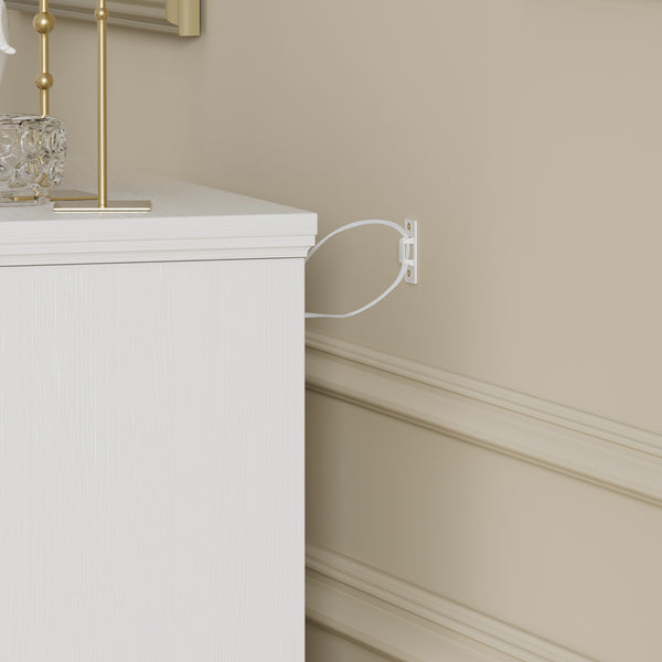 English Elm Modern Sleek 3-Drawer Chest with Antique Gold Knobs, Waterproof MDF, Anti-Tip Safety, Spacious Organizer White W1668P182252